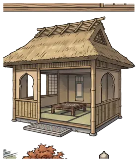 Watercolor pavilion motif