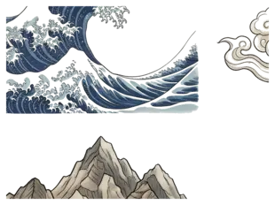 Watercolor wave motif