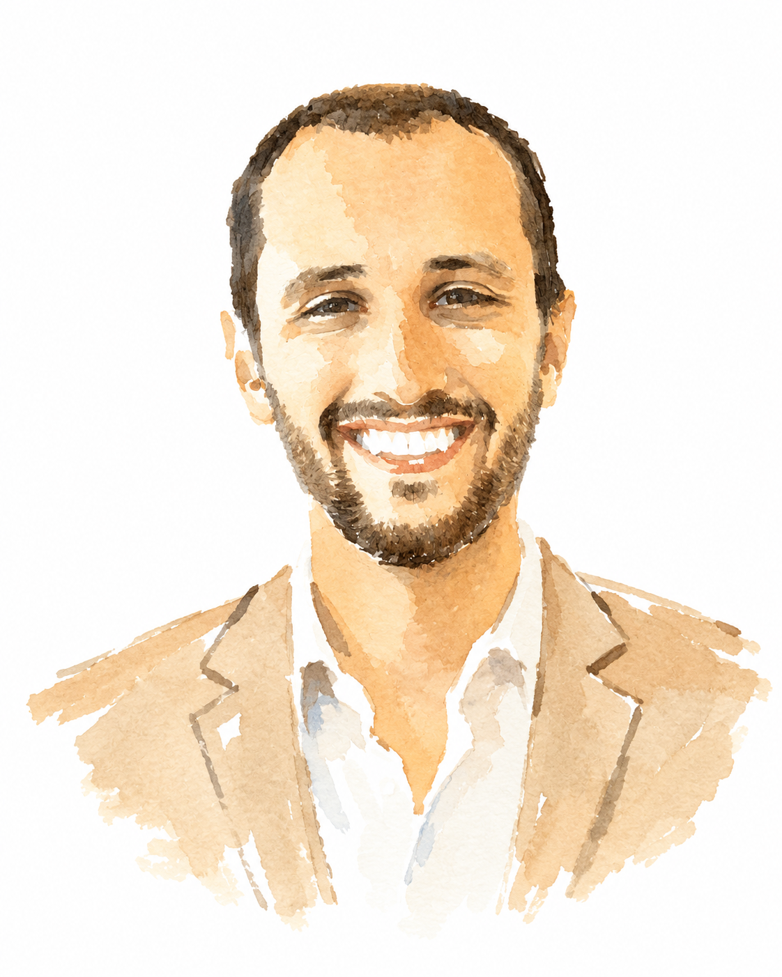 Watercolor wedding portrait of Joe.